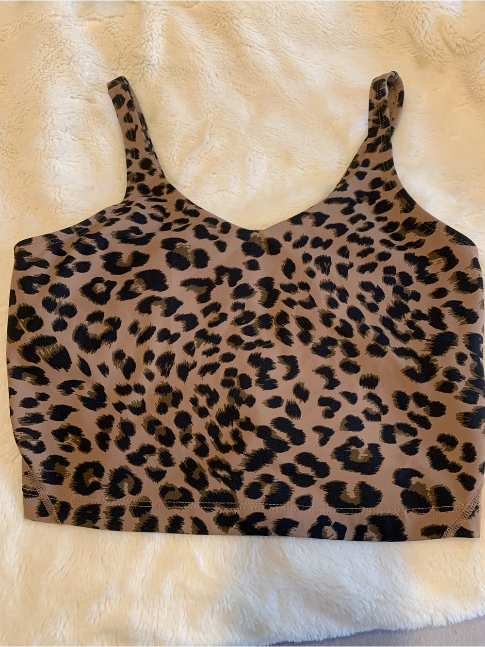 Leopard Print Seamless Sports Bra - Brown & Black